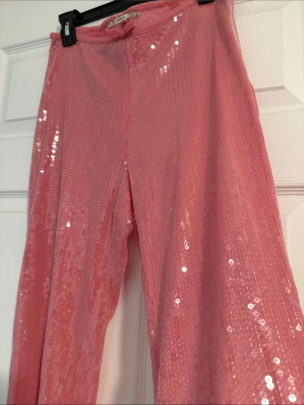 Kimchi Blue Pink Sequin Flare Pants - Picture 3 of 5